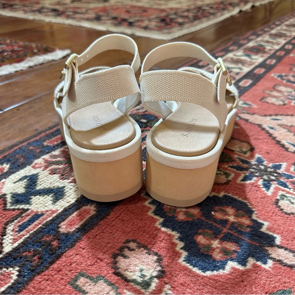 Rothy's Cream Cross-Strap Platform Sandals - Picture 6 of 9